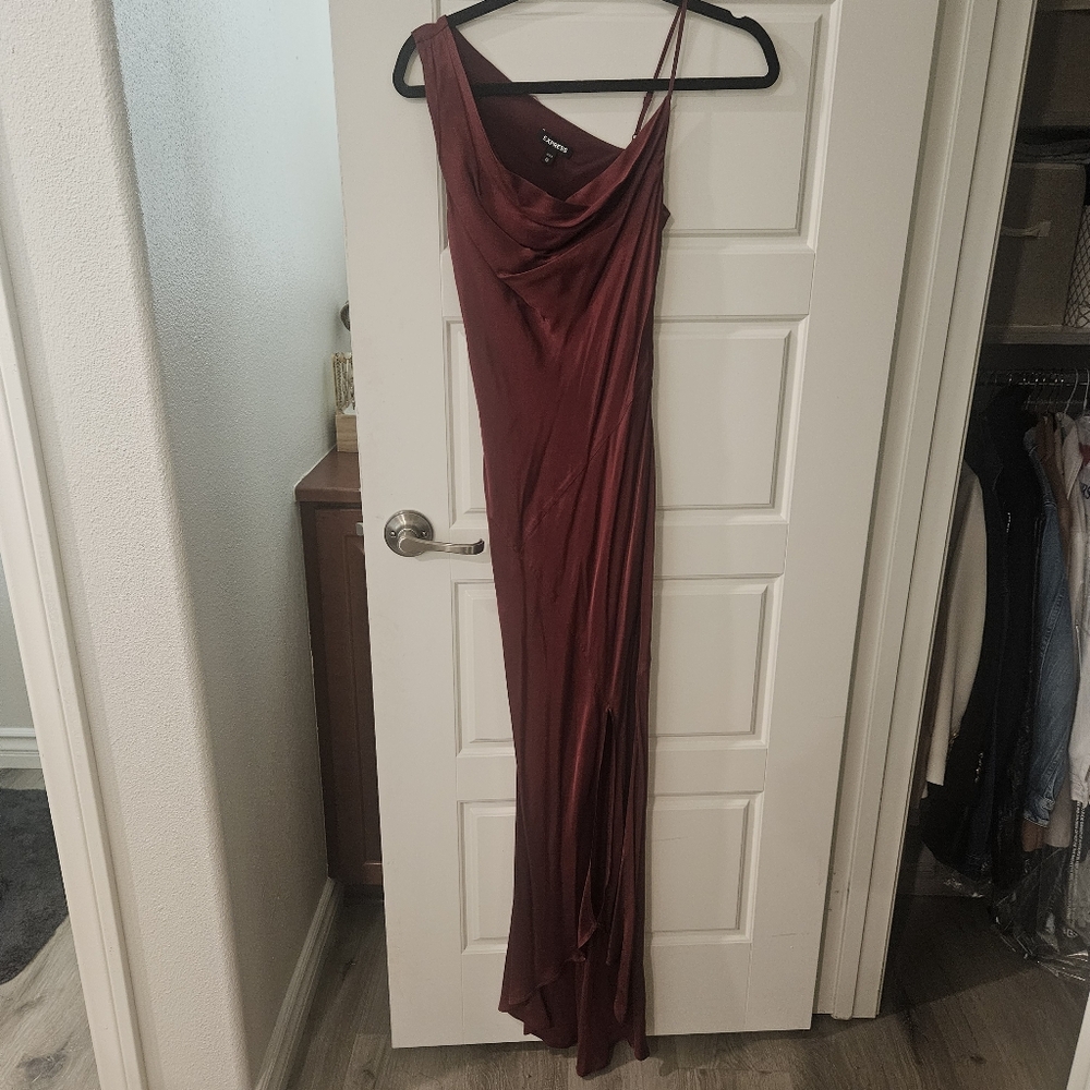 Express Size XS Maroon Slip Satin Dress Cocktail Party Deep Red Stunning